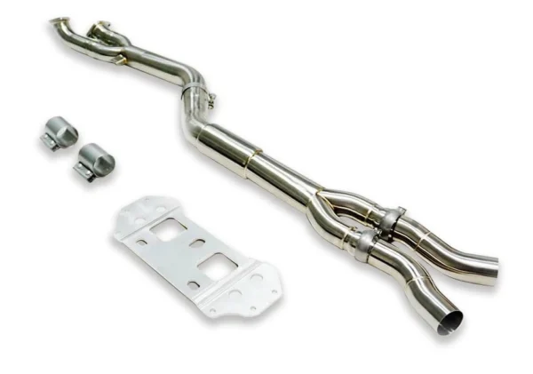 SLN BMW S58 M3 G80 M4 G82 & X3M X4M LCI Resonated Single Mid Pipe with Under-Brace